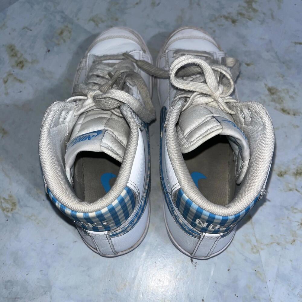 Nike Blazer Mid 77 Gingham Women's Size 8.5 Shoes White Blue Athletic Sneakers - Picture 7 of 15